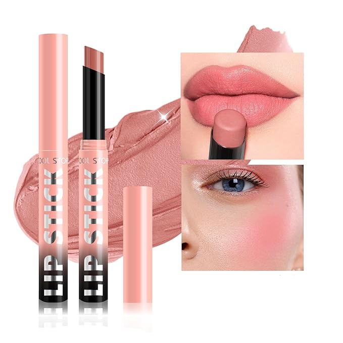 COOL STORY Matte Lipstick Lightweight Blurring Formula with High Impact Pigment, Long-lasting, 0.07 oz (Peach Nude)