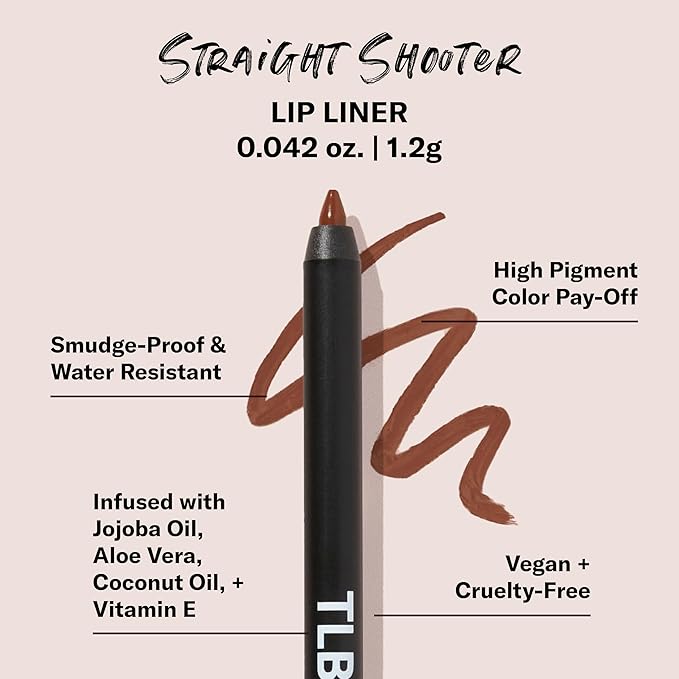 The Lip Bar - Lip Liner, Straight Shooter (Medium Brown) - High Pigment & Super Creamy - Smudge Proof & Water Resistant - Jojoba Oil, Aloe Vera, Coconut Oil, Vitamin E - Vegan & Cruelty Free - .042 oz