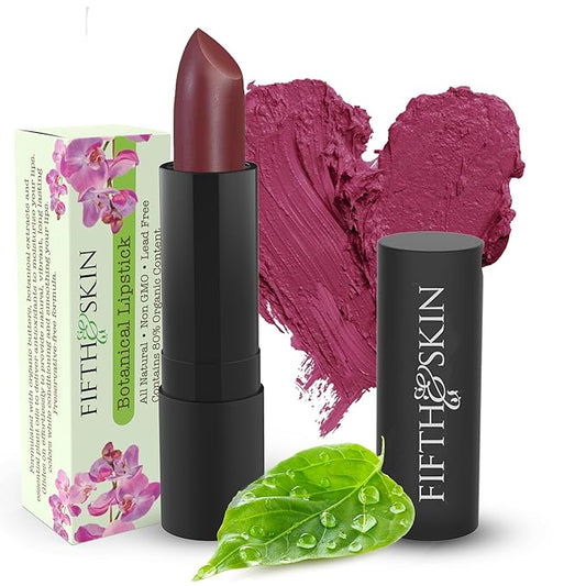 Fifth & Skin BOTANICAL Lipstick (CHERRY) | Vegan | Natural | Organic | Certified Cruelty Free | Paraben Free | Petroleum Free | Healthy | Moisturizing | Vibrant Color that's Good for your Lips!