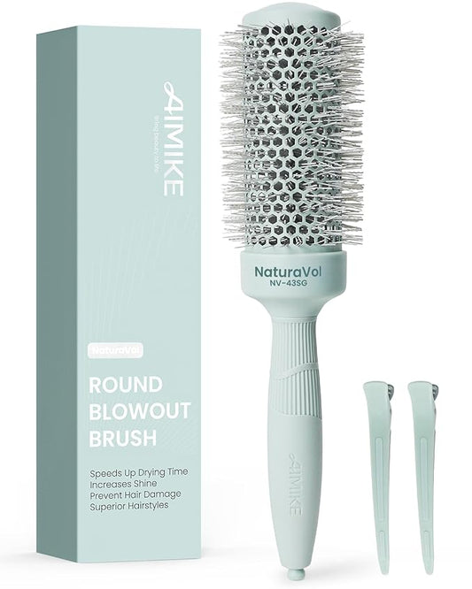 AIMIKE NaturaVol Round Brush for Blow Out, Round Hair Brush Nano Thermal Ceramic & Ionic Tech, for Blow Drying & Salon-like Styling at-home, Maximum Volume Shine -2.5”Overall Dia for Med Length Hair