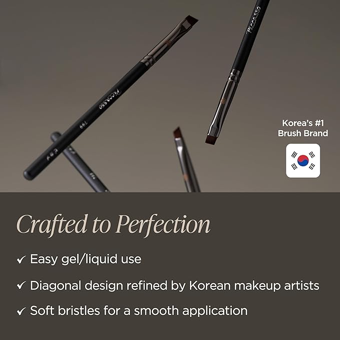 Piccasso 799 Edge Eyeliner Brush – Angled Eyeliner Brush for Gel, Liquid, and Cream, Sharp Precision for Winged Liner and Eye Makeup, Professional Facial Brush and Eyebrow Tool by K-Beauty Brand