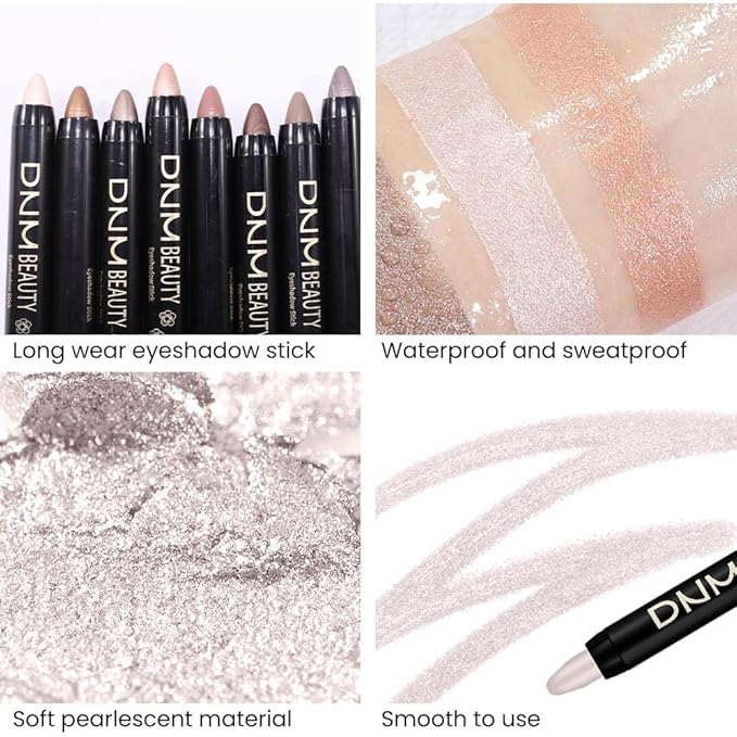 evpct 2Pcs Cream Eyeshadow Sticks Set for Eyes Waterproof, Champagne Shimmer & Pearl Shimmer Matte Eye shadow Stick Pencil Pen Bulk sombras en crema para ojos 17+18