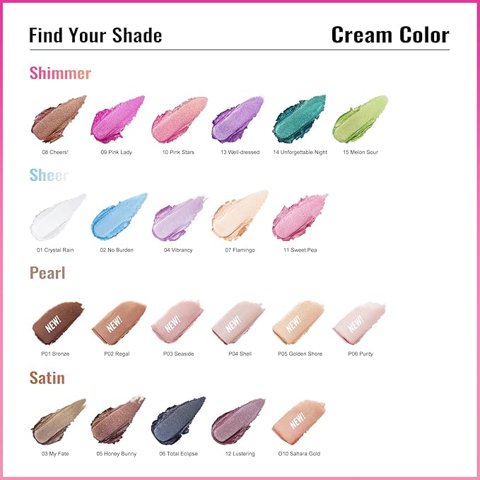 Oulac Shimmer Cream Eyeshadow also for Highlighter Blendable Eye Shadow Waterproof&Long Lasting with Moisturizing Formula Soft Shimmer Eye Make-up,Vegan & Cruelty-Free,6g P06