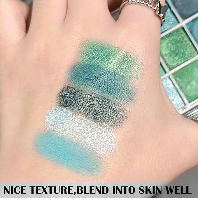 MEICOLY 9 Colors Glitter Green Eyeshadow Palette,Green Eye Shadow for Halloween Wicked Witch Elphaba Makeup,Long Lasting Shimmer Matte Eye Makeup Palette Eyelid Color,Christmas Stocking Stuffers