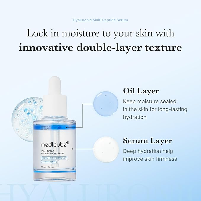 medicube Hyaluronic Multi Peptide PDRN Serum for Glowing and Soothing | Lightweight Water Plumping Radiant Facial Serum for All Skin Type, Hydrating Moisturizer, Korean Skincare | 30ml 1.01fl.oz.