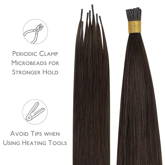 WENNALIFE I Tip Hair Extensions Human Hair, 50g 50s 18 Inch Light Dark Brown Remy Itip Human Hair Extensions Invisible Itips Straight I Tips Fusion Extensions Real Human Hair