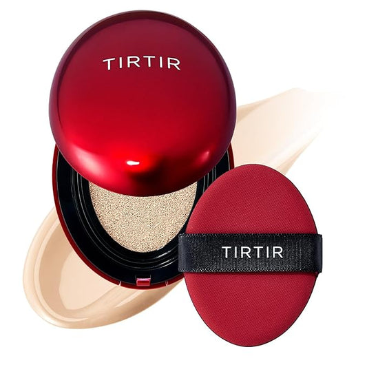 TIRTIR Mask Fit Red Cushion Foundation | Full coverage, Weightless, Skin fit, Satin Glow Finish, Korean Makeup BB Foundation, beauty, Tattoo cover up, Buildable (#17N Vanilla, 0.63 Fl Oz)