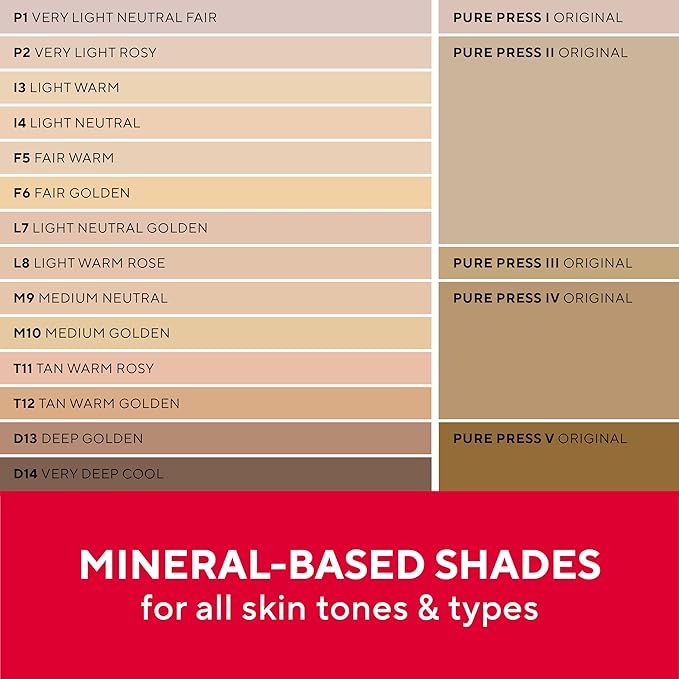 MIRABELLA - Invincible for All Pure Press Foundation, HD-Finish Pressed Powder, Buildable Mineral Pressed Powder Compact with Jojoba & Triglyceride, Age-Defying Makeup for All Skin Types, Medium M10