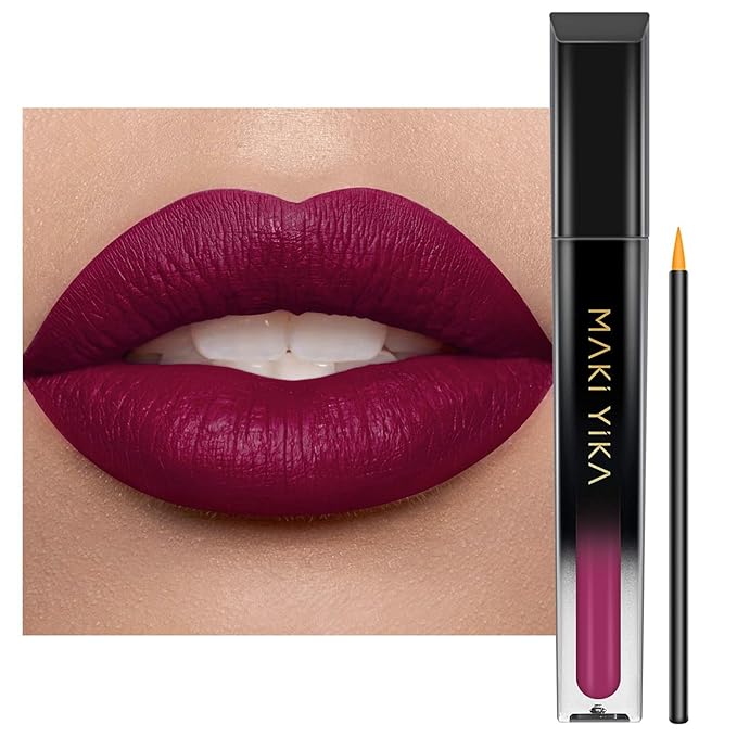 MAKI YIKA Dark Purple Lipstick for Women Color Stay Long Lasting Lipsticks, No Smudge Purple Matte Liquid Lipstick Transferproof Cruelty-Free Lip Color, In Charge