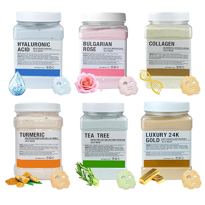 Jelly Mask for Facials Professional, Hydrating & Moisturizing Peel-Off Natural Gel Face Mask SkinCare, Professional Spa Use Jelly Face Masks, Deep Hydration & Glow 23 Fl Oz (6 Pack)