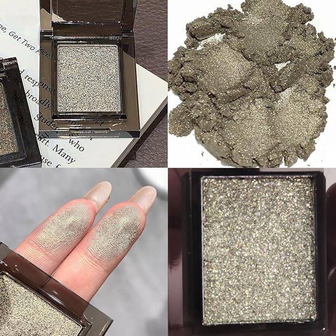 Glitter Shimmer Sparkle Eye Shadow Palette Makeup for Women, Nude Gold Glitter Shimmer Metallic Holographic Iridescent Cream Iridescent Single Monochrome Eyeshadow Makeup,Vegan