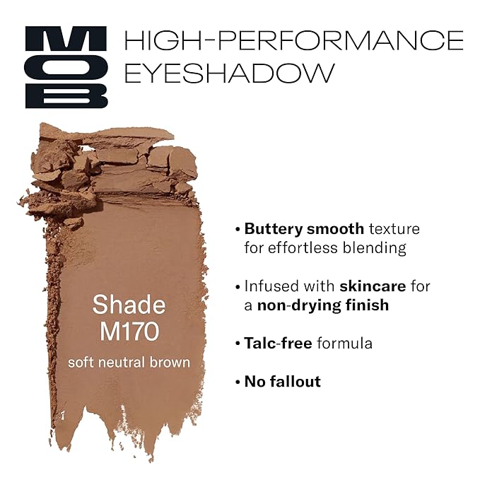 MOB Beauty Eyeshadow M170 Matte Soft Neutral Brown – Mid-Tone Everyday Neutral Shade for Wash or Crease, Talc-Free Vegan Cruelty-Free Skincare Infused Long Wear Sustainable Refillable Compact