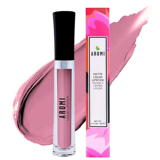Aromi Matte Liquid Lipstick | Long-Lasting, Dusty Rose Lip Color for Women, Rosy Nude Shade, Vegan, Waterproof, Long Wear (Berry Nude)