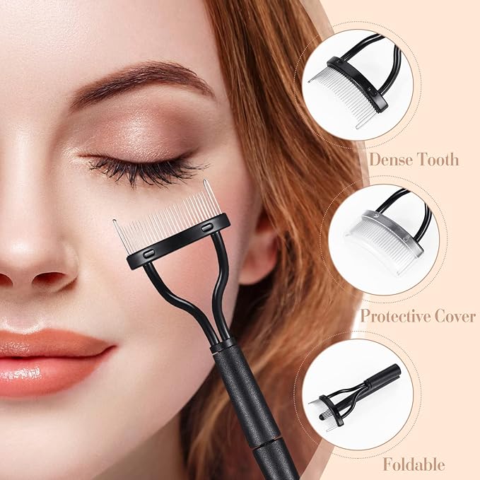 Eyelash Curlers with Comb Eyebrow Brush Kit for Women Lash Curler Eyelash Comb Seperator Mascara Brushes Eyebrow Brush and Comb Silicone Refills Pads