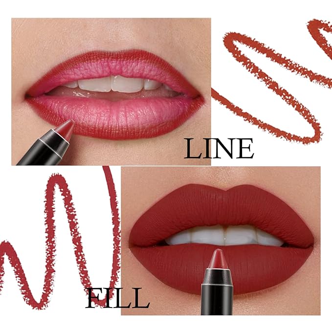 Boobeen Velvety Creamy Matte Lip Liner - Full Coverage High Pigment Waterproof Long Lasting Lipstick for Women, Matte Lip Color with Smooth Finish