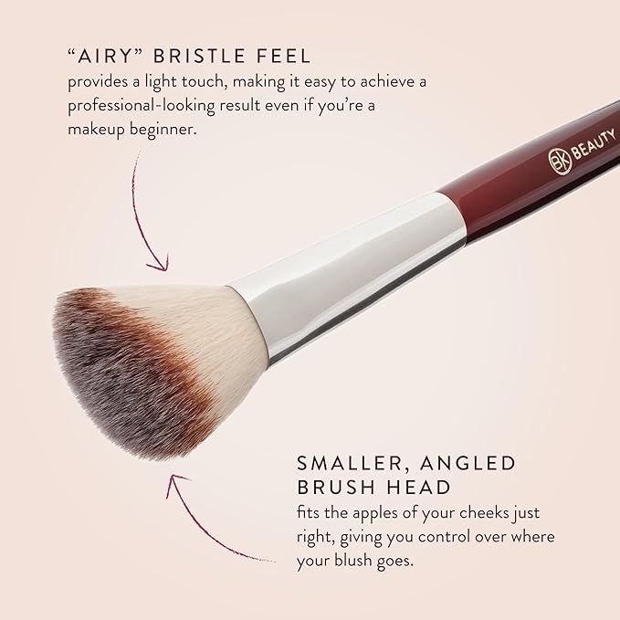 BK BEAUTY 112 SMALL ANGLED FACE BRUSH – Precise Angled Blush Brush for Soft, Natural Blend, Ideal for Blush on Smaller Faces & Highlighting