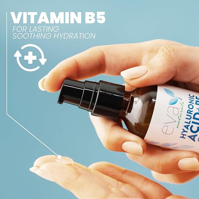 Eva Naturals Hyaluronic Acid + B5 Serum for Face – Ultra Hydrating Vitamin C & B5 Facial Serum for Deep Moisturizing, Wrinkle & Dark Spot Treatment, Skin Firming & Renewal