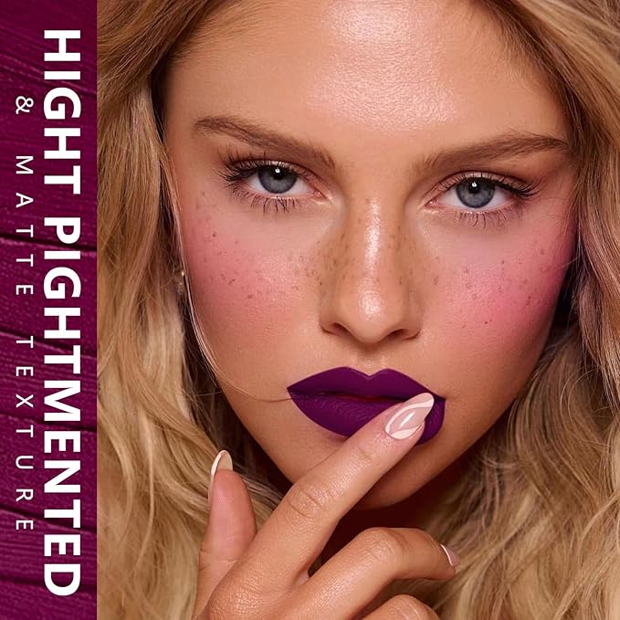 MAKI YIKA Dark Purple Lipstick for Women Color Stay Long Lasting Lipsticks, No Smudge Matte Liquid Lipstick Transferproof Cruelty-Free Lip Color, GOTHIC PLUM