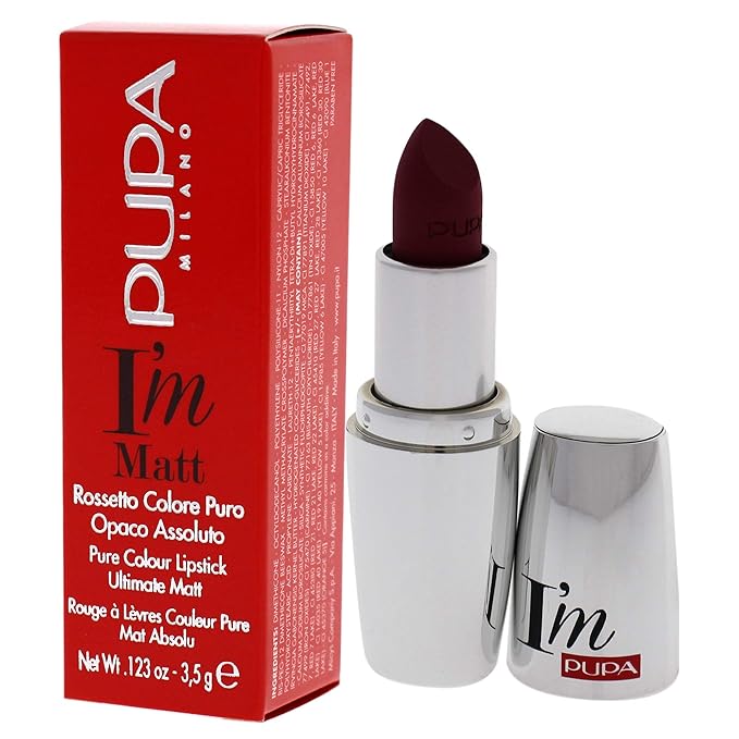Pupa Milano I'M Matt Pure Color Lipstick - Velvety and Matt Lip Color - For Extraordinary Performance - Rich And Creamy Texture - 032 Fancy Mauve - 0.123 Oz