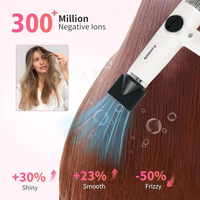Portable Travel Hair Dryer, 110,000 RPM High-Speed Ionic Hair Dryers,Negative Ion Blow Dryer,4 Heat Settings & 3 Speed, Magnetic Diffuser & Concentrator,Low Noise, Lightweight, No Heat Damage