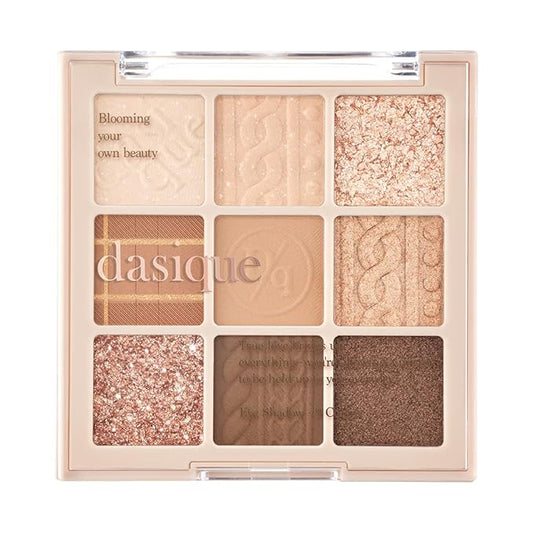 dasique Shadow Palette #15 Beige Knit l Vegan, Cruelty-Free l 9 Blendable Shades in Smooth Matte and Shimmer Finishes with Gorgeous Pearls