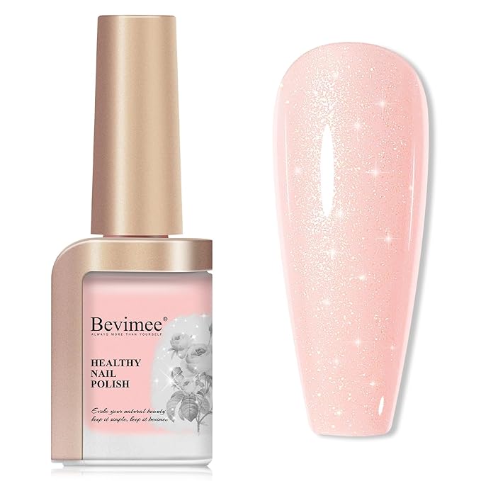 Nail Polish, Air Quick Dry, Light Pink Shimmer Nail Lacquer Non-Gel Nail Art Polish Fast Drying Nail Pigment Oil-based Holographic Fingernail Concealer Polish, 1PC 12ML Long Last