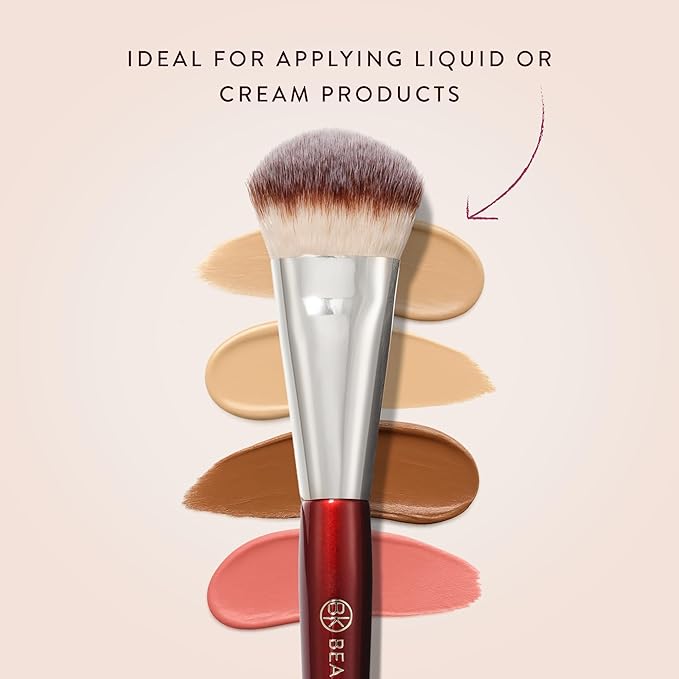 BK BEAUTY BRUSHES - 109 MINI CONTOURED FOUNDATION - Face Brush for Liquid or Cream Foundations - Bronzer, Blush & Highlighter Makeup Brush