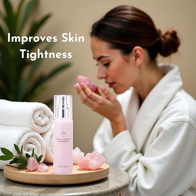 Lavien Micro Collagen Mist Essence - Hydrating Facial Spray, Redness and Smooth Skin - Suitable All Skin Types - 3.38 Fl Oz Bottle
