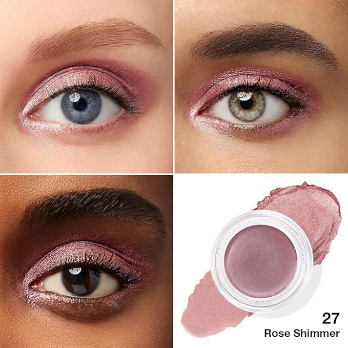 Kaely Single Cream Eyeshadow Pot, Rose Shimmer Eye Shadow for Older Women High Pigmented Waterproof, Natural Eyeshadow Palette Makeup Brightener, sombras en crema para ojos, Blendable, 27