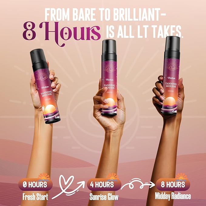 Self Tanner Mousse Kit - 250mL XL & Mitt & Strap | 1-Hour Express Dark Bronze + Plant 30% DHA for Long-Lasting Tan | No Orange Tones, Streak-Free & Odorless | Natural Sunless Glow