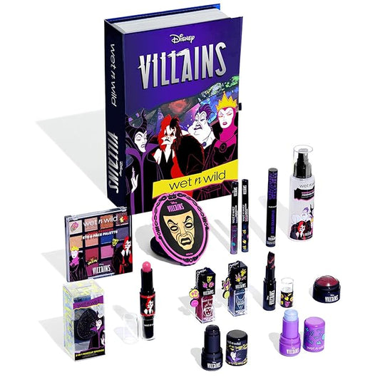 wet n wild Disney Villains PR Box, 14-Piece Makeup & Accessories Collection, Limited Edition Storybook Set, Cruelty-Free