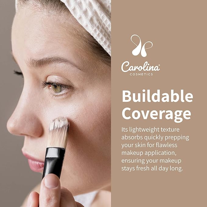 Carolina Cosmetics - Foundation in Breeze Shade Plant-Based - Hydrating, Pore-Minimizing & Buildable Coverage - Vegan, Non-GMO, Paraben-Free - 1oz