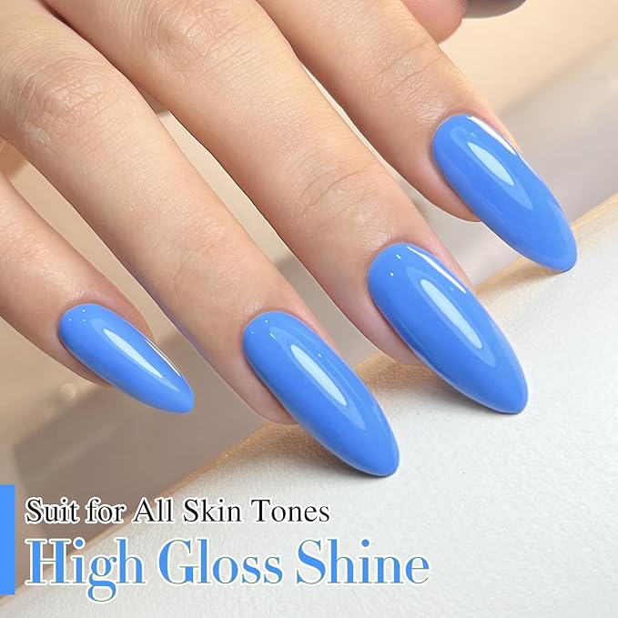Double Rhythm 15ML Gel Nail Polish Pure Sheer Same Color Same Bottle Soak Off Gel Polish Art Manicure Salon DIY at Home for Women (Blue-A1336)
