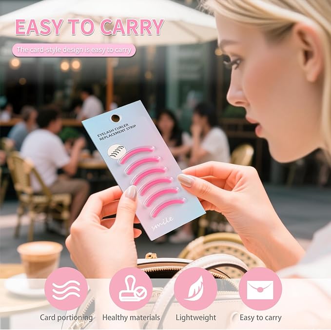 Soft Silicone Rubber Eyelash Curler Refills Compatible with Shiseido, Tweezerman, Revlon, Shu Uemura, Surratt, e.l.f Eyelash Curler for Travel Portable Carry,Cosmetic Accessory,6PCS (Pink)