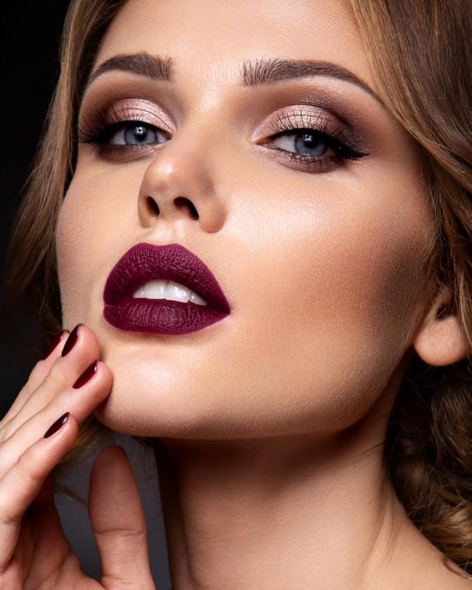 MAKI YIKA Dark Purple Lipstick for Women Color Stay Long Lasting Lipsticks, No Smudge Purple Matte Liquid Lipstick Transferproof Cruelty-Free Lip Color, In Charge