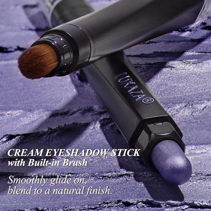 Purple Eyeshadow Stick 6PCS Set, Metallic Shimmer Matte Cream Eye Shadow Palette Brightener Pencil Crayon, Halloween Makeup - BLUEBERRY