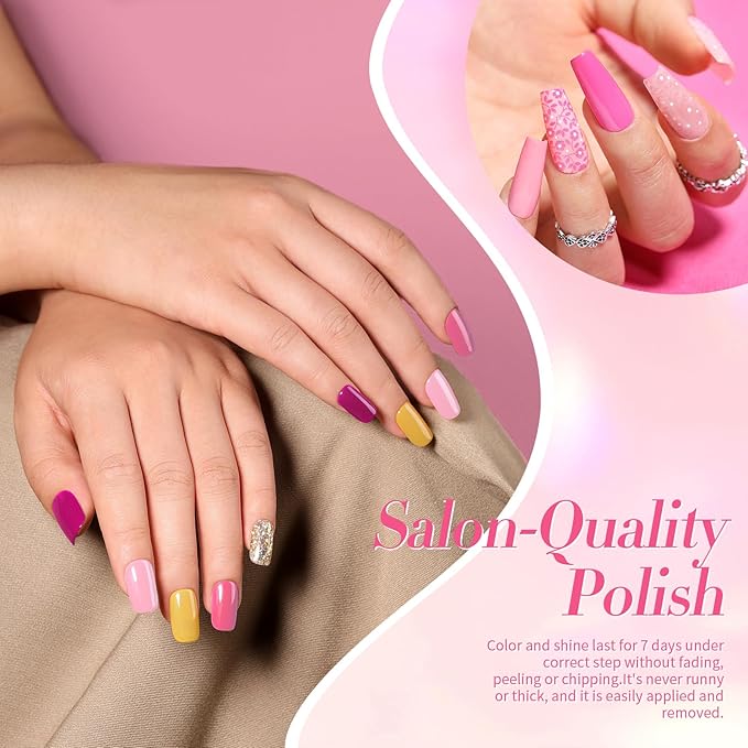 Born Pretty Fall Nail Polish Set, 15 Colors Quick Dry Nail Polish Kit Orange Yellow Brown Red Pink Silver Gold Glitter Color Changing Orange Nail Lacquer Glossy Fingernail Polish Manicure Set