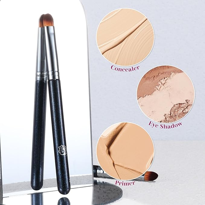 ENERGY Concealer Brush Under Eye Flat Makeup Brush for Eyebrows Foundation Concealer Blending with Liquid Cream Cosmetics Flawless Full Coverage Vegan Face Brush Blue