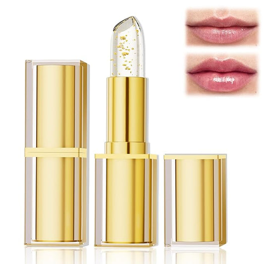 Transferproof Color Changing Lipstick, Color Changing Lipstick for Women, Gold Crystal Ph LipstickColorChanging, Magic Temperature ChangingColorLipstick, Long Lasting 24 Hours Moisturizing