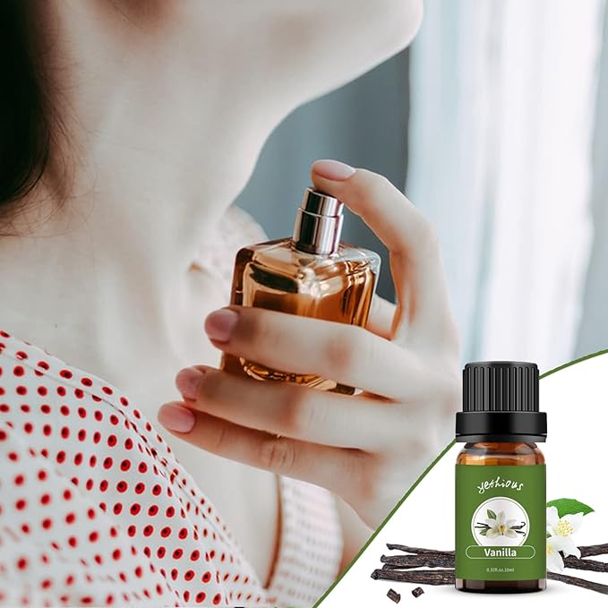 yethious Vanilla Coconut Essential Oil Set Coconut Oil Organic Vanilla Essential Oils for Soap Making, Diffuser, Skin Hair Care - 2 x 10ML