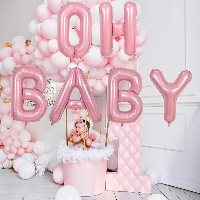40 Inch Pastel Pink Letter Balloon U, Giant Custom Alphabet U Foil Balloon Baby Pink, Mylar Balloons Light Pink for Girls, Helium Alphabet U Balloons for Women Girls Birthday Party Decorations