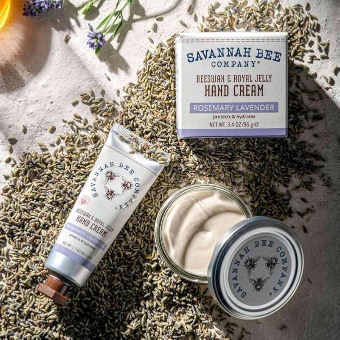 Savannah Bee Company Luxe Hand Cream Set - Rich Natural Honey Almond - Soothing Rosemary Lavender - Vitamin-Rich Dual Scent