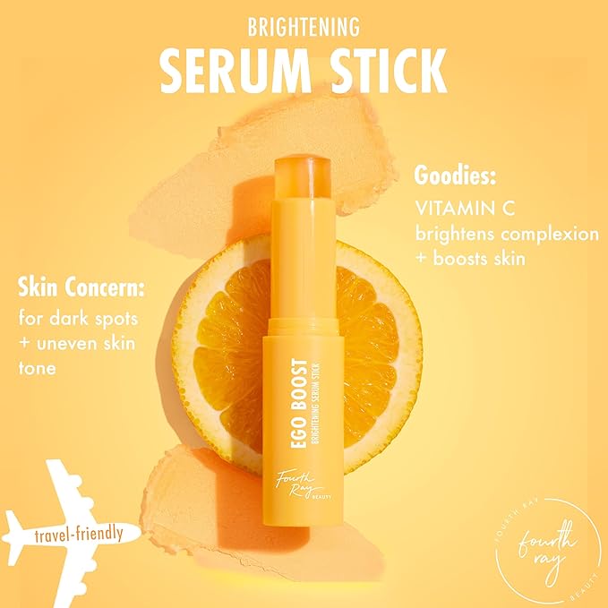 ColourPop Brightening Vitamin C Serum Stick - Radiance-Boosting Face Serum Stick for Glowy Summer Makeup Prep - Enriched with Turmeric to Help Approve the Appearance of Redness - Ego Boost (0.25 oz)