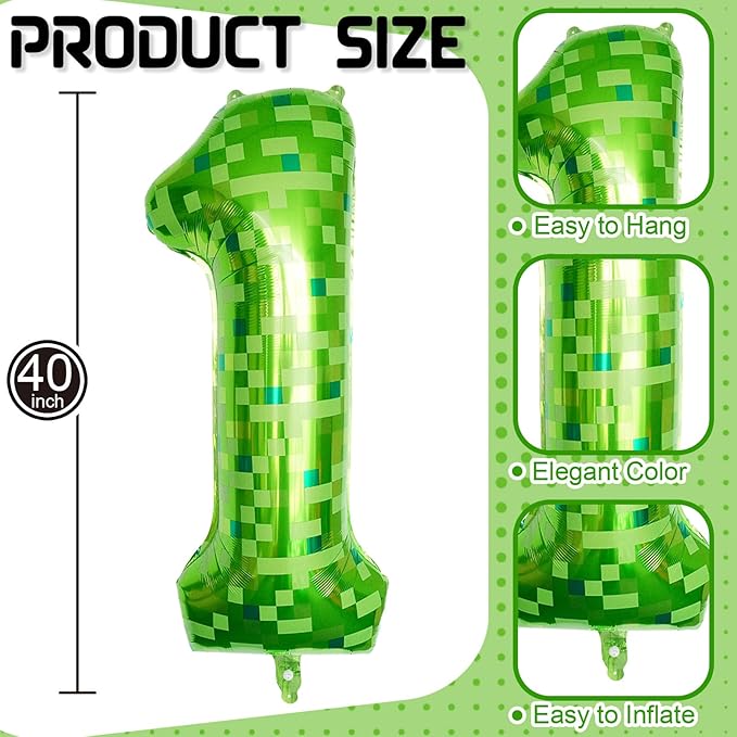 21st Birthday Balloons for Men, Large Lime Green Pixel Number 21 Balloon, 40 Inch Dark Kelly Green Foil 21 Balloon Number for 21 Year Old Birthday Video Game Forest Patrick's Day Party Decorations
