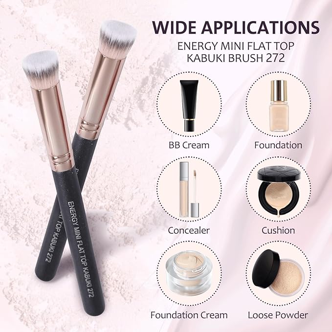 ENERGY Small Foundation Brush for Concealer Makeup Flat Top Concealer Brush Under Eye for Liquid Cream Powder Blending,Buffing Vegan Synthetic Bristles Face Makeup Applicator