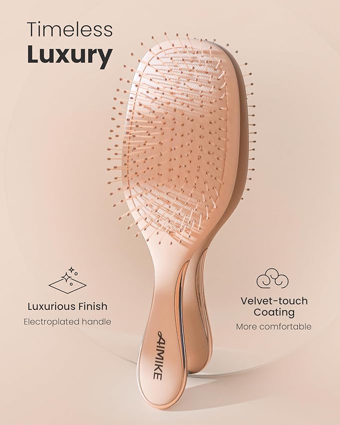 AIMIKE Detangling Brush, Detangler Paddle Brush w/Soft Bristles, Pain-Free Detangle Hairbrush Loosens Stubborn Tangles, Extra Gentle on Sensitive and Fine Hair, for Women & Kids Wet Dry Hair