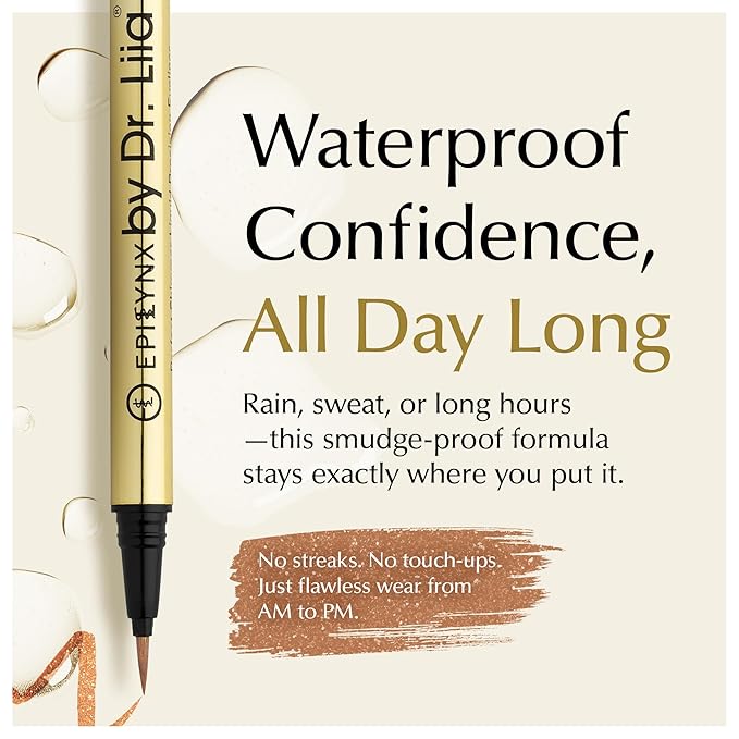 EPILYNX Waterproof Eyeliner - Smudge-Proof Liquid Eyeliner Pen with Precision Tip for Smooth, Long-Lasting Application - Vegan, Hypoallergenic & Gluten-Free Eye Liner - 2mL Shimmer Gold Brown