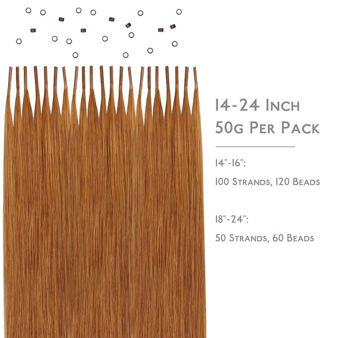 WENNALIFE I Tip Hair Extensions Human Hair, 50g 100s 14 Inch Auburn Ginger Remy Itip Human Hair Extensions Invisible Itips Straight I Tips Fusion Extensions Real Human Hair