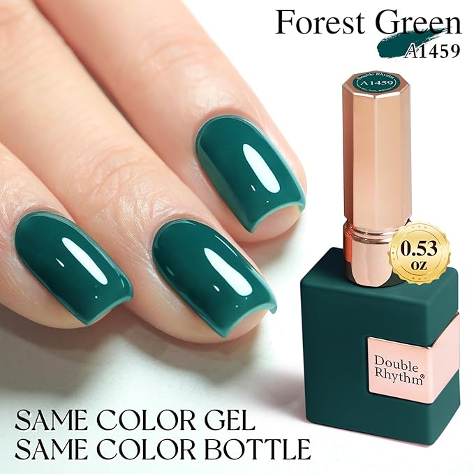 Double Rhythm 15ML Gel Polish Pure Sheer Same Color Same Bottle Soak Off Gel Polish Art Manicure Salon DIY at Home for Women (Green-A1459)