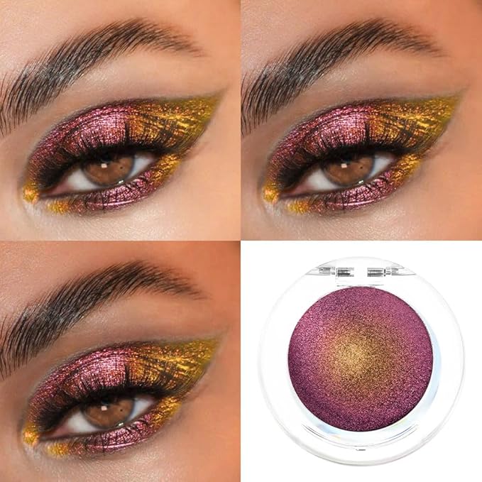 evpct Wine Red Gold Shimmer Glitter Sparkle Chameleon Duo Chrome Multichrome Gothic Iridescent festival Eyeshadow Palette, Single Eye Shadow Palette Makeup for Older Women, Glitter Eyeshadow Stick